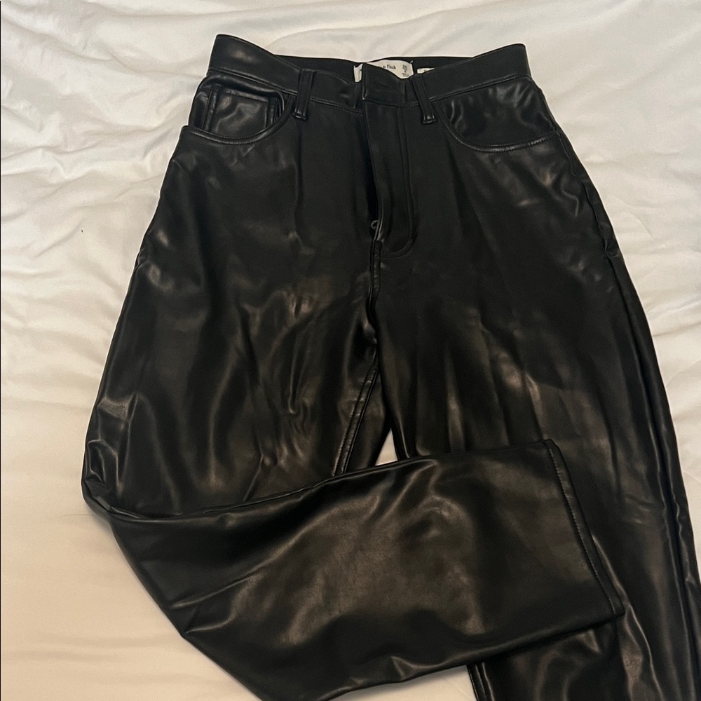 Abercrombie & Fitch Vegan Leather Pants - Black